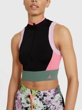 Jordan Black/Arctic Pink/Green Jordan Heatwave Crop Top Size Small